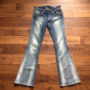 Miss Me Flare Distressed Jeans 27x35 Rhinestone